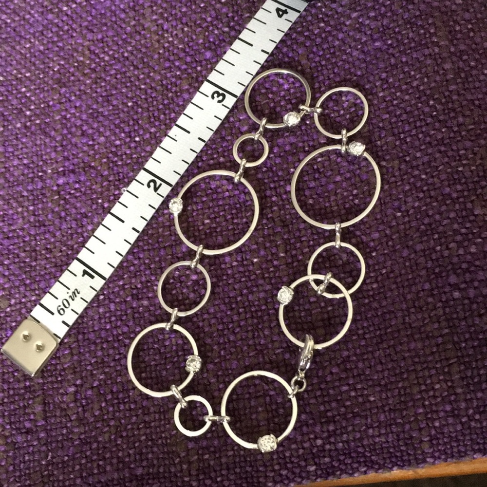 Silver Circles with Rhinestone Accents Bracelet - Picture 2 of 2